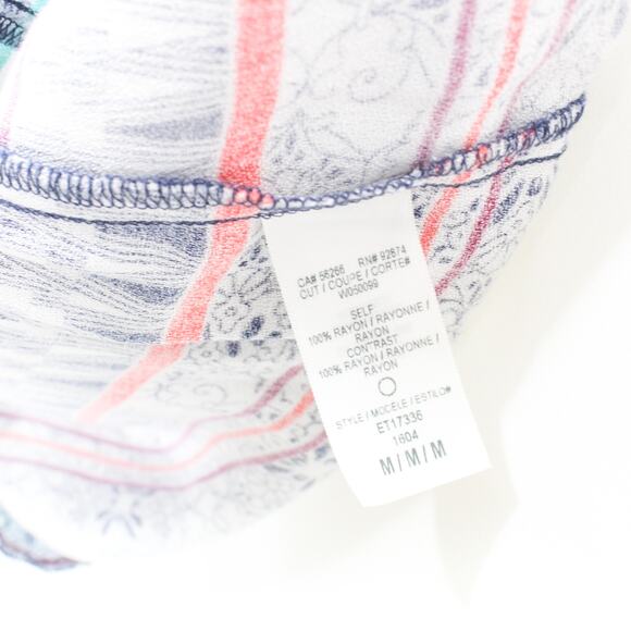 ELLA MOSS Blue Coral Cold Shoulder Boho Medallion Blouse - Picture 7 of 10